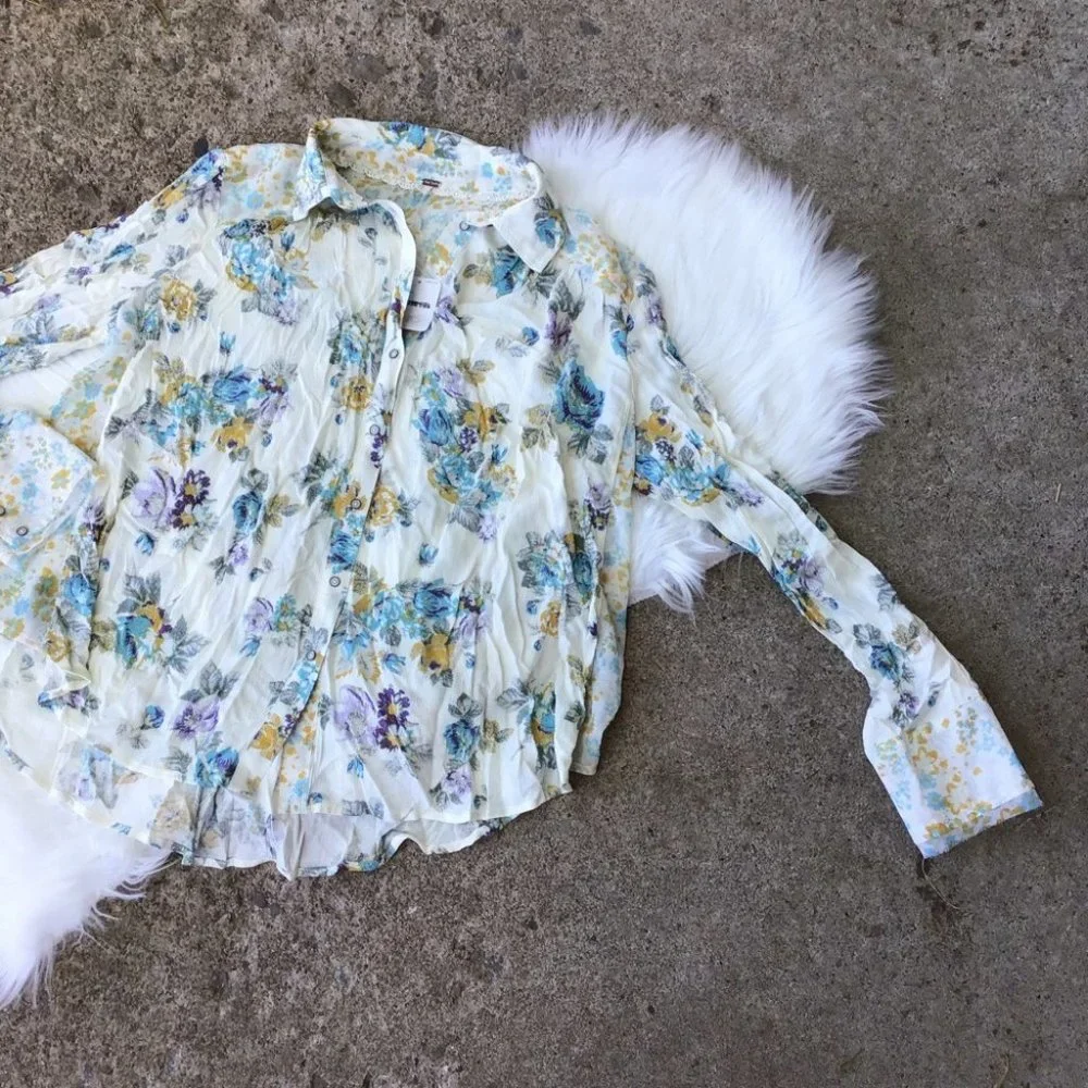 Free People Floral Button Down Top - Picture 2 of 5